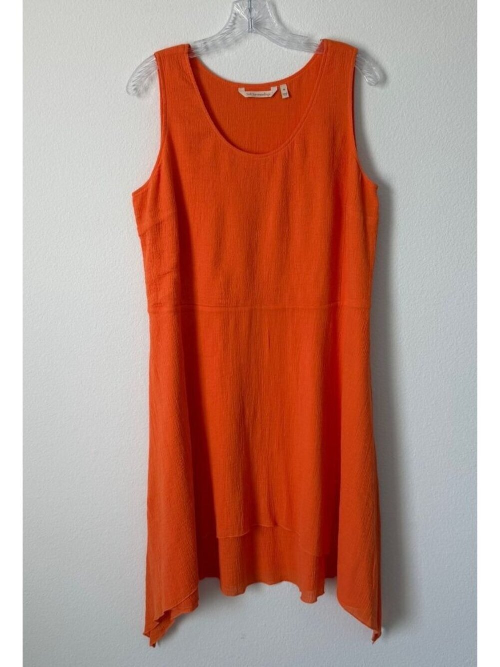 Soft Surroundings Sleeveless Round Neck Orange Gauze Tunic Blouse Size M